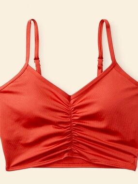 Active USA Pink Active Red Ruched Sports Bralette